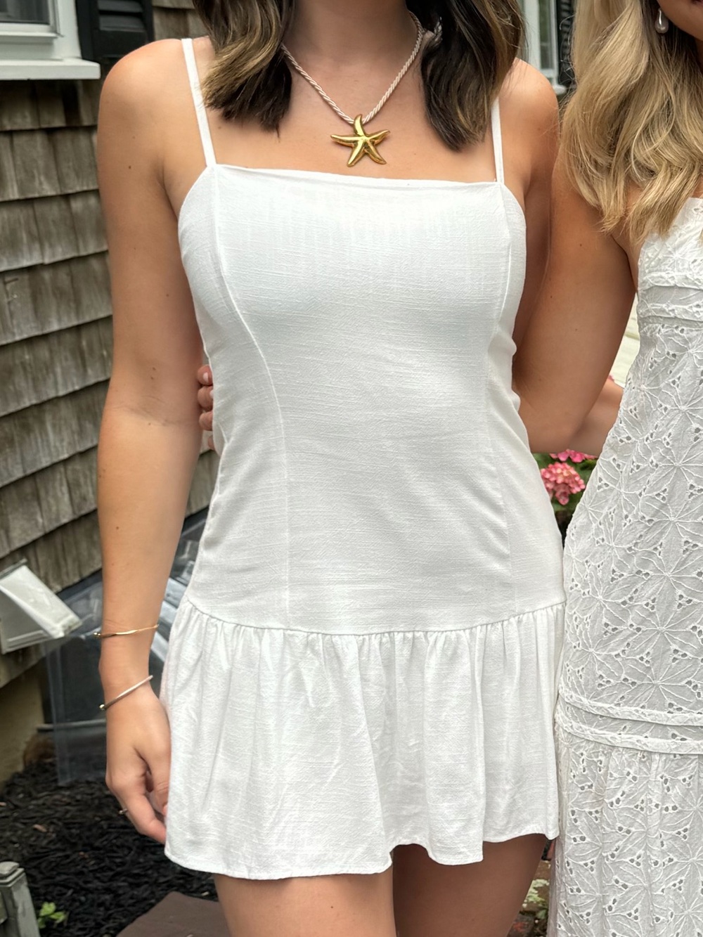 La Hearts White Spaghetti Strap Mini Dress